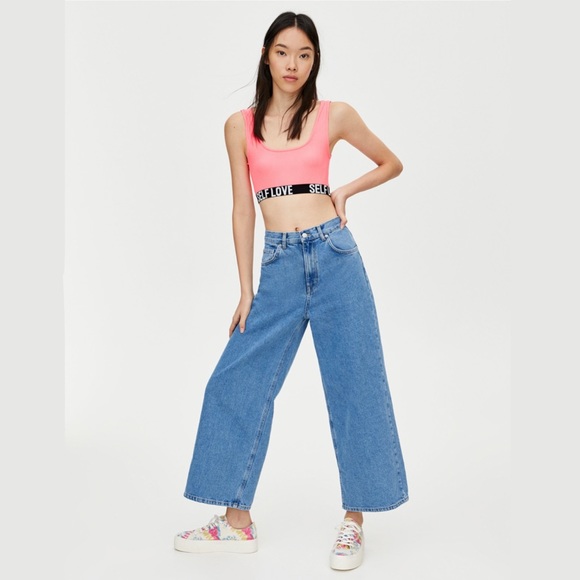 NEW Pull & Bear Ribbed Self Love Vintage Style Sporty Top Size S - Picture 8 of 9